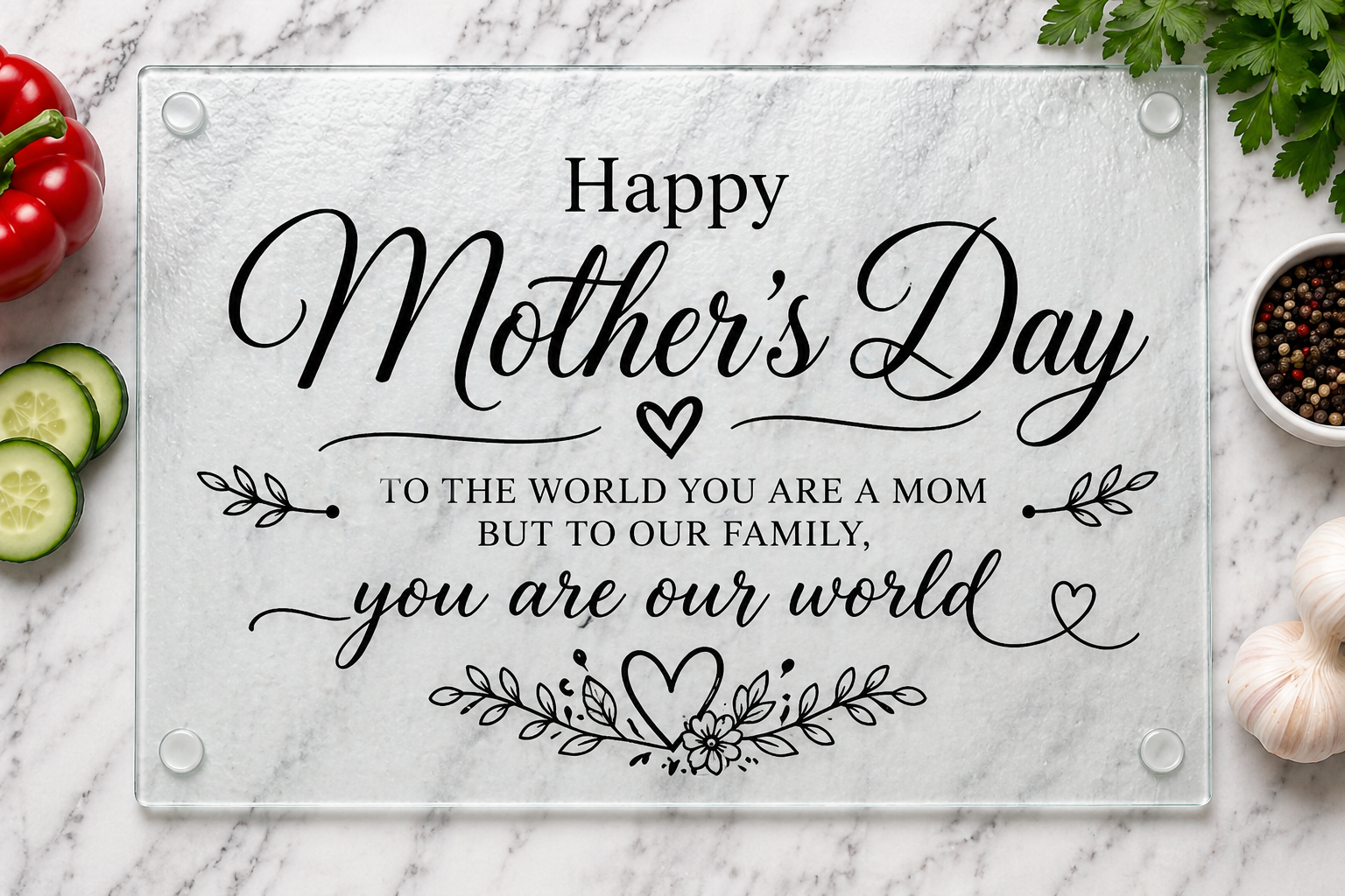 Mothers Day Glass Cutting Board